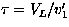 $\tau = V_L/v^{\prime}_1$